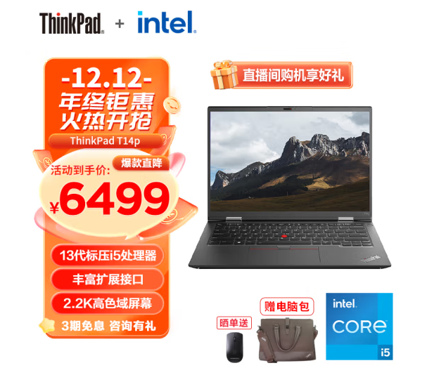 聯(lián)想/LENOVO 便攜式計(jì)算機(jī) T14p 2023 14英寸便攜式筆記本電腦【i5-13500H】16GB 512GB 00CD